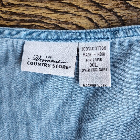 The Vermont Country Store Blue Denim Pintuck Jumper Maxi Dress Sleeveless - Picture 9 of 11